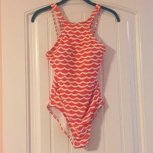 Orange/white swimsuit one piece